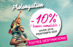 Lire la suite : Dernière chance : -10% toutes destinations, pour l'hiver 2019 - printemps 2020 !